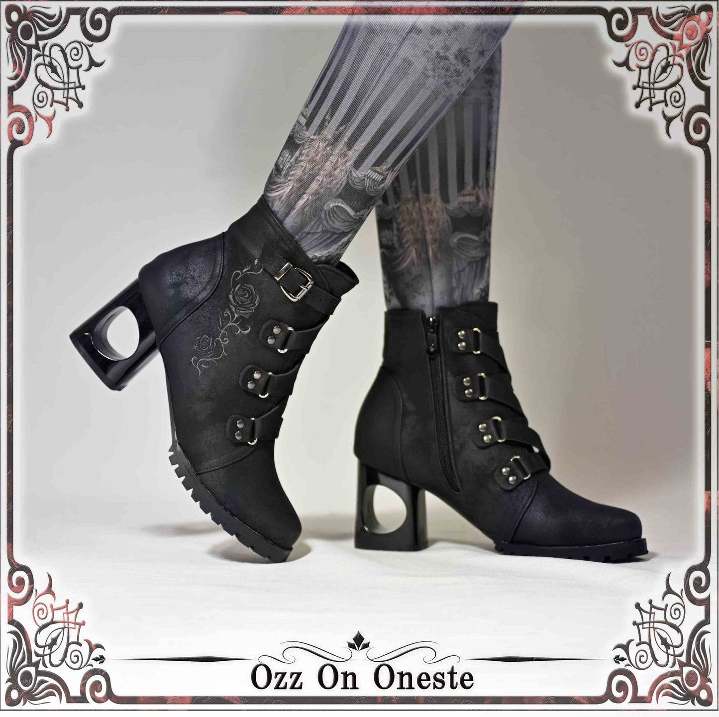 Rose embroidered short boots M