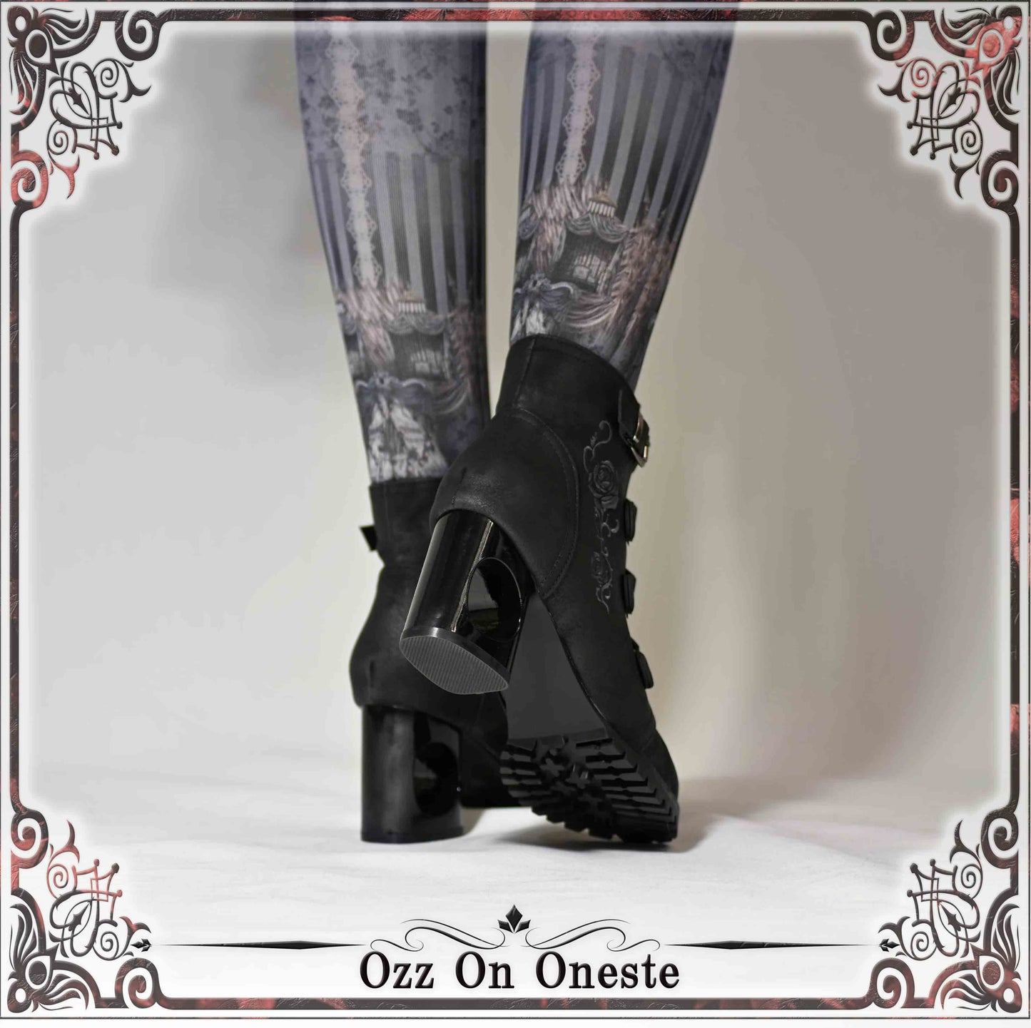 Rose embroidered short boots M
