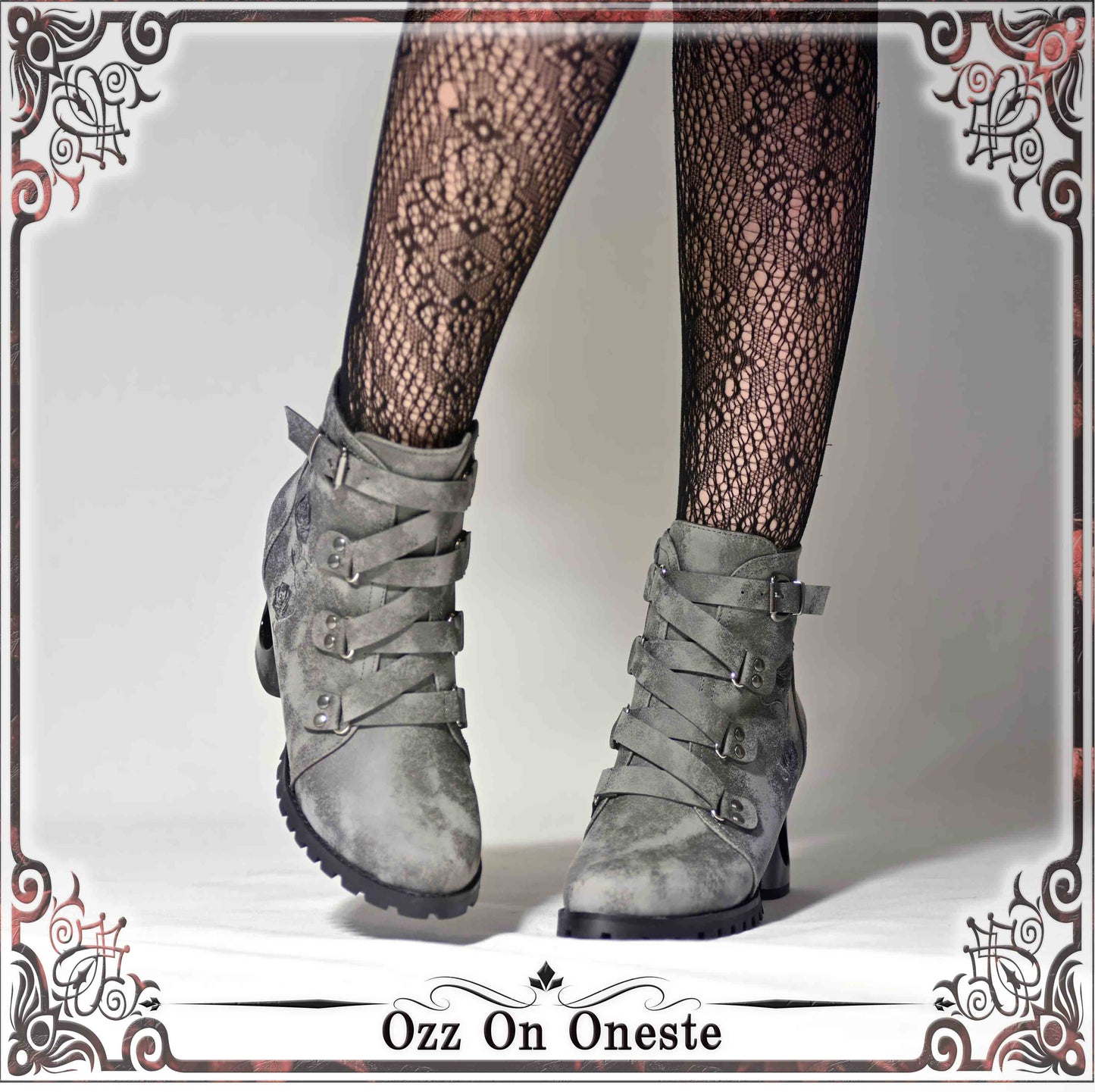Rose embroidered short boots S
