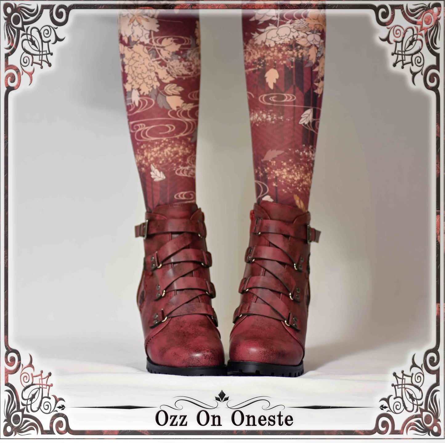 Rose embroidered short boots L