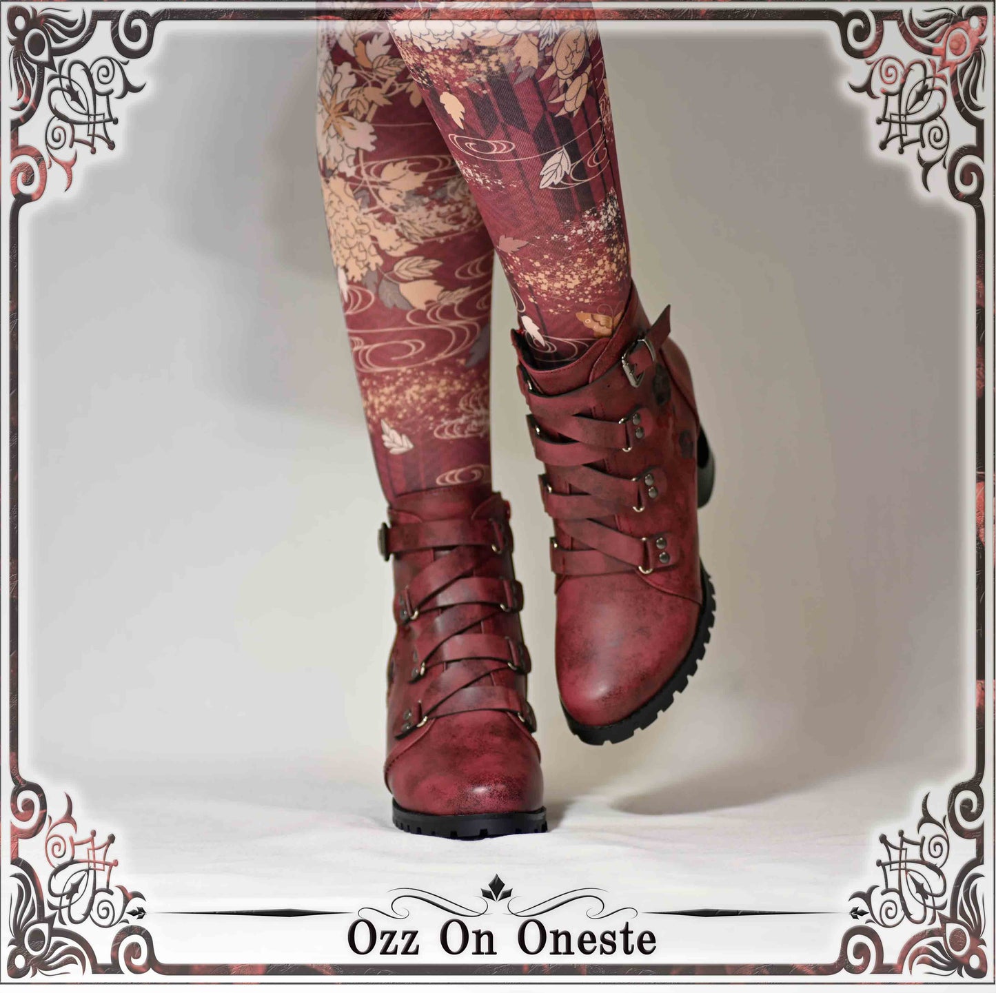 Rose embroidered short boots L