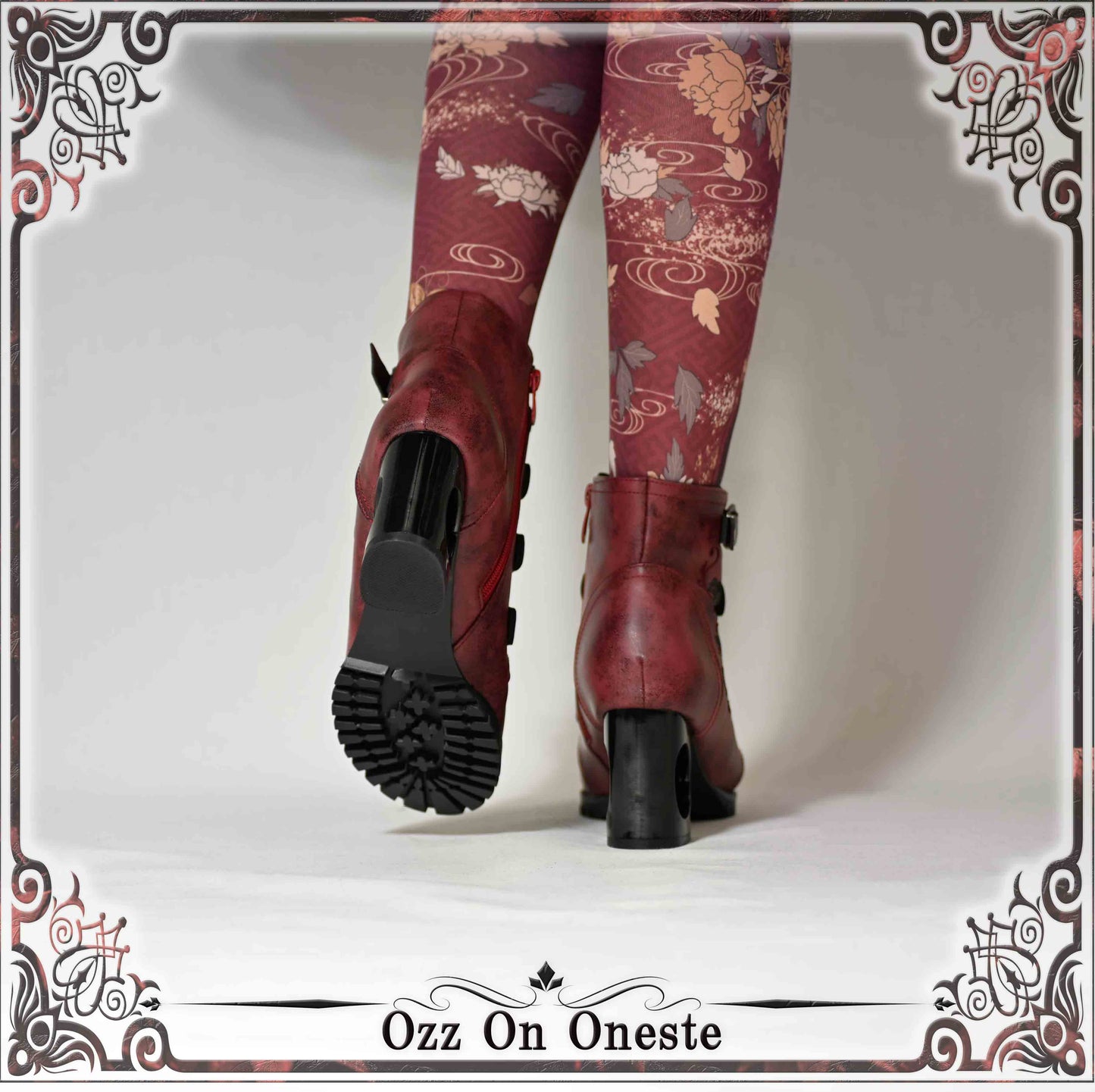 Rose embroidered short boots L