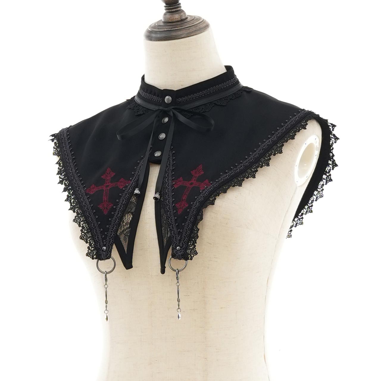 Whimsical Rosy Cats Rose Cross Detachable Collar