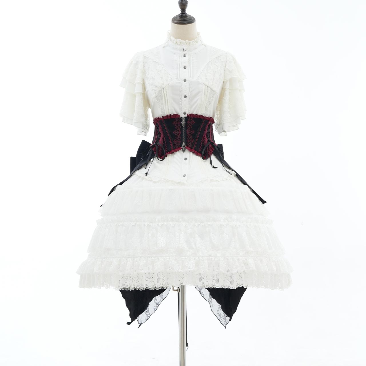 Whimsical Rosy Cats Ribbon Corset