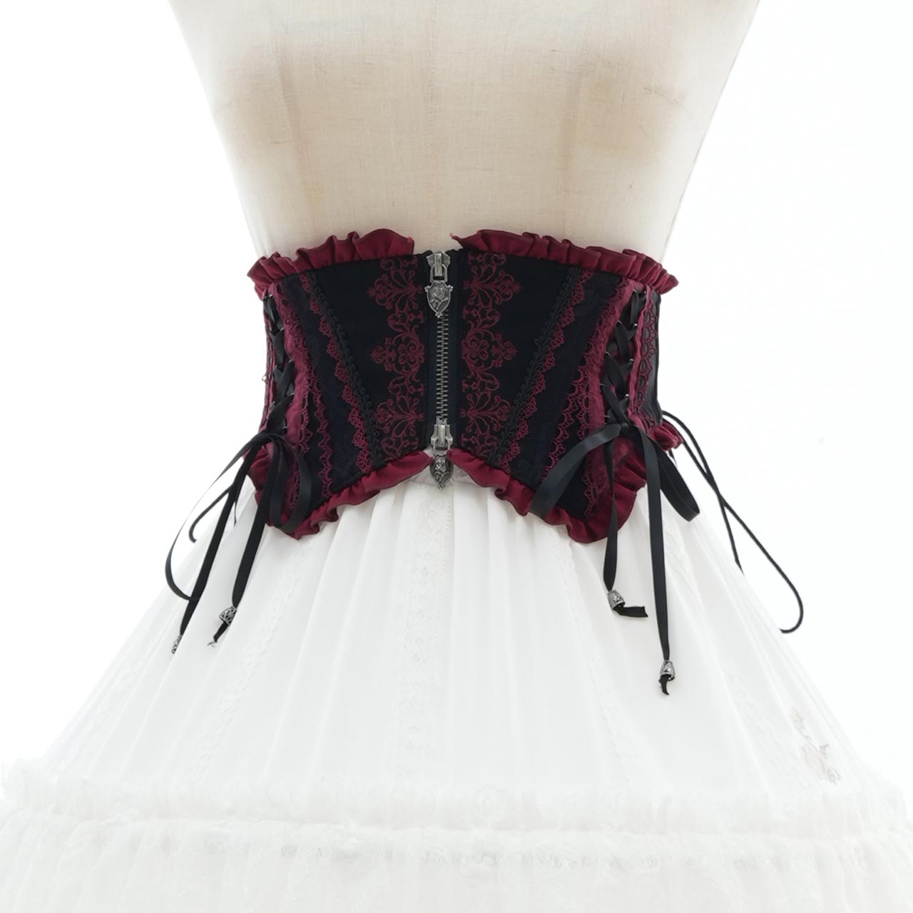 Whimsical Rosy Cats Ribbon Corset