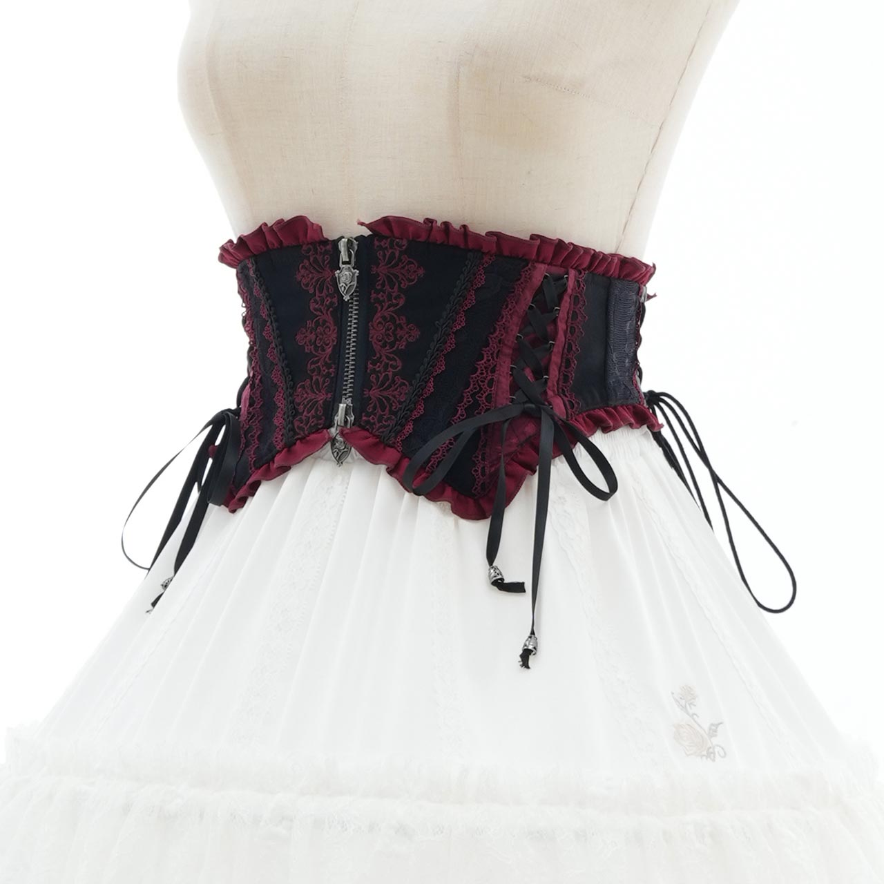 Whimsical Rosy Cats Ribbon Corset