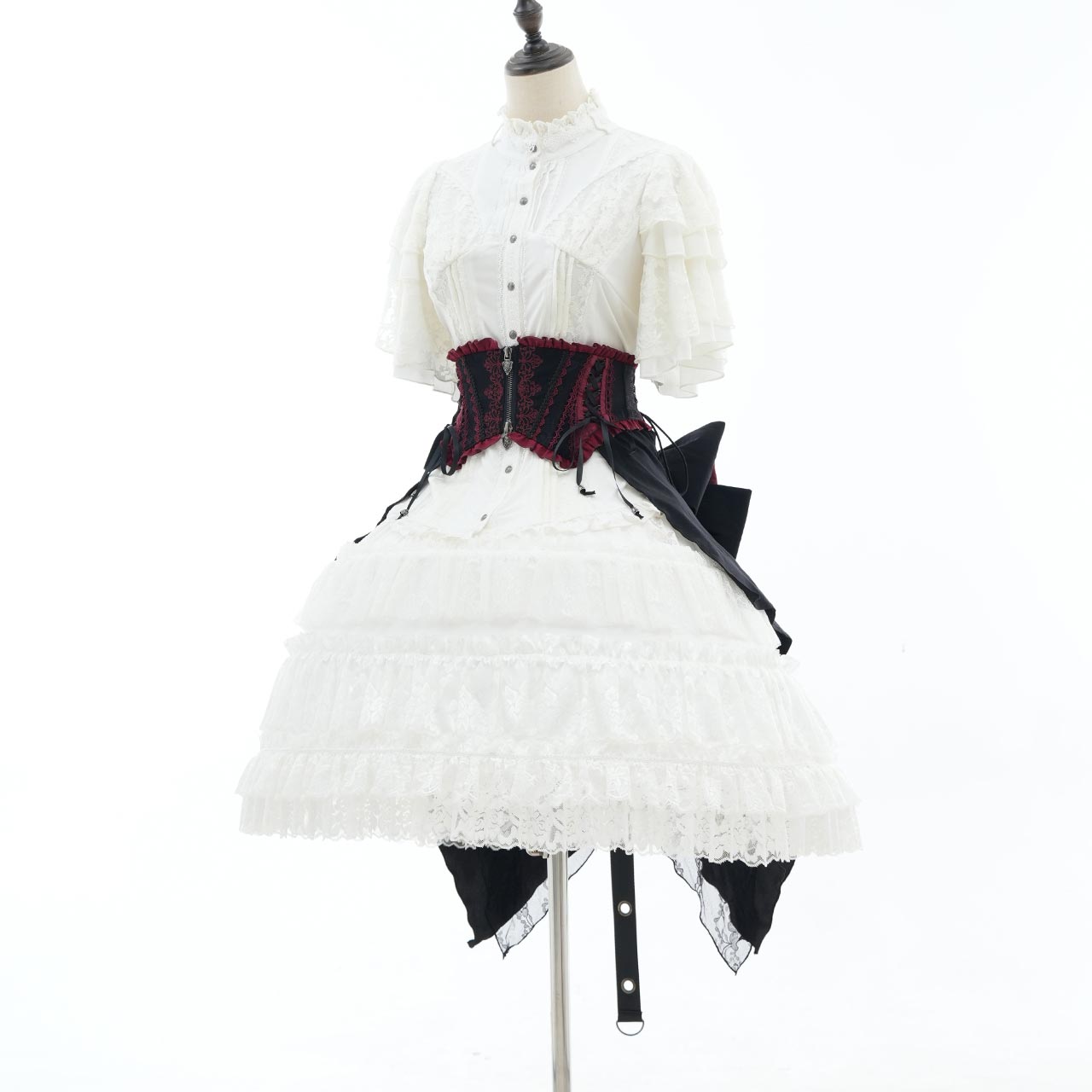 Whimsical Rosy Cats Ribbon Corset