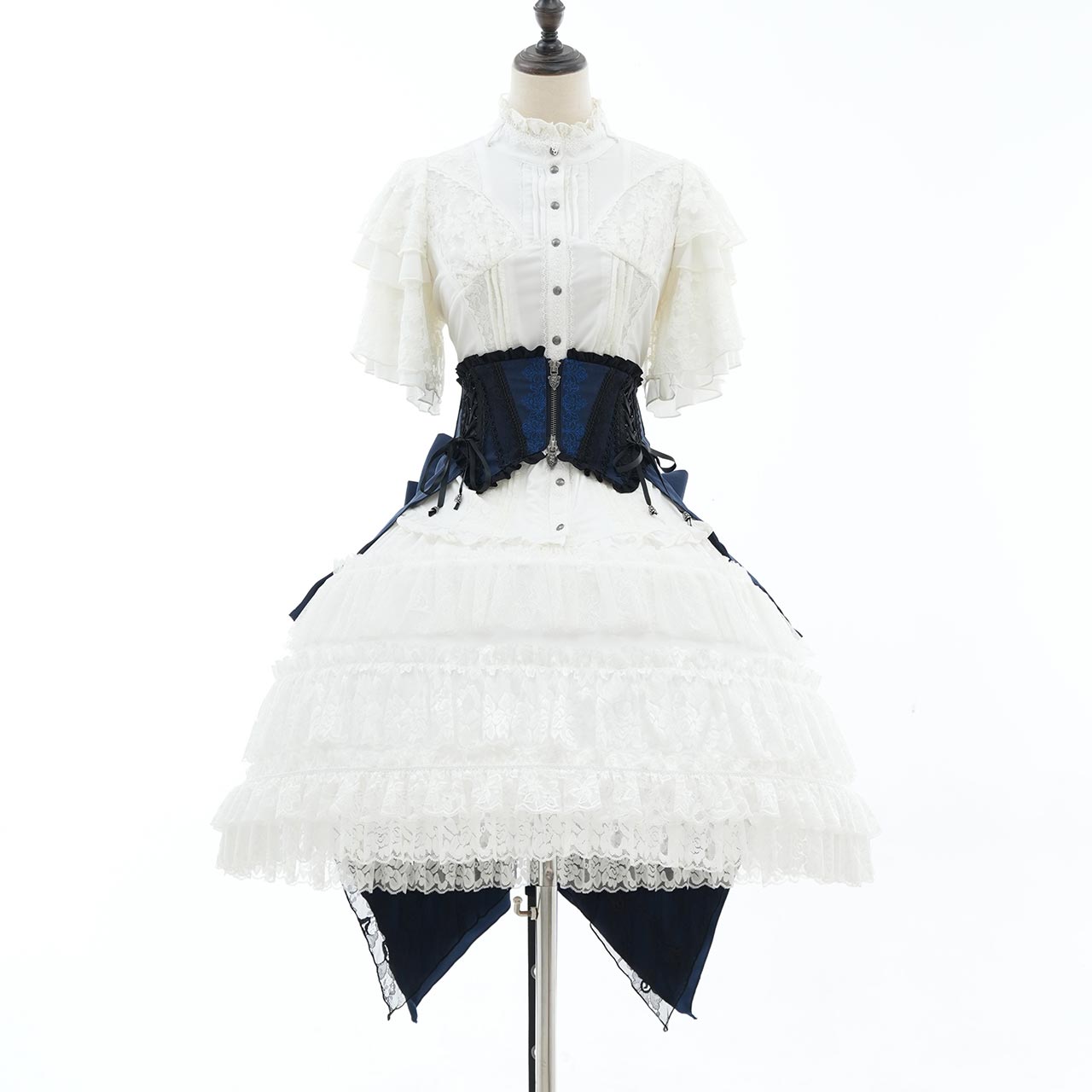 Whimsical Rosy Cats Ribbon Corset