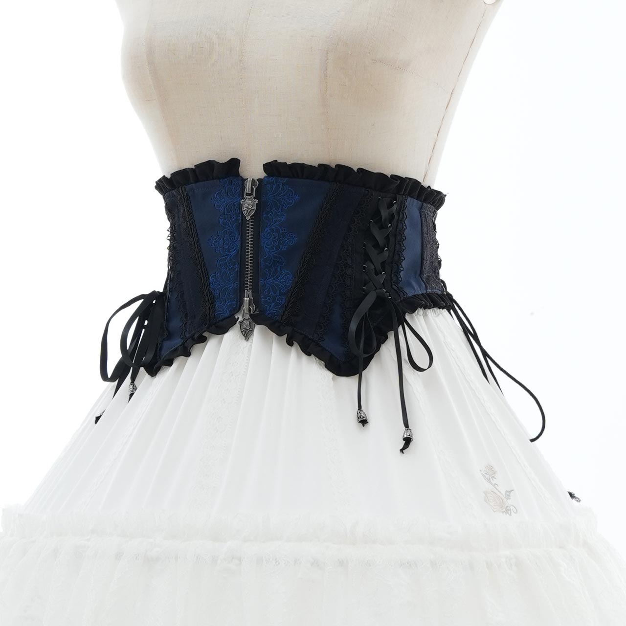 Whimsical Rosy Cats Ribbon Corset