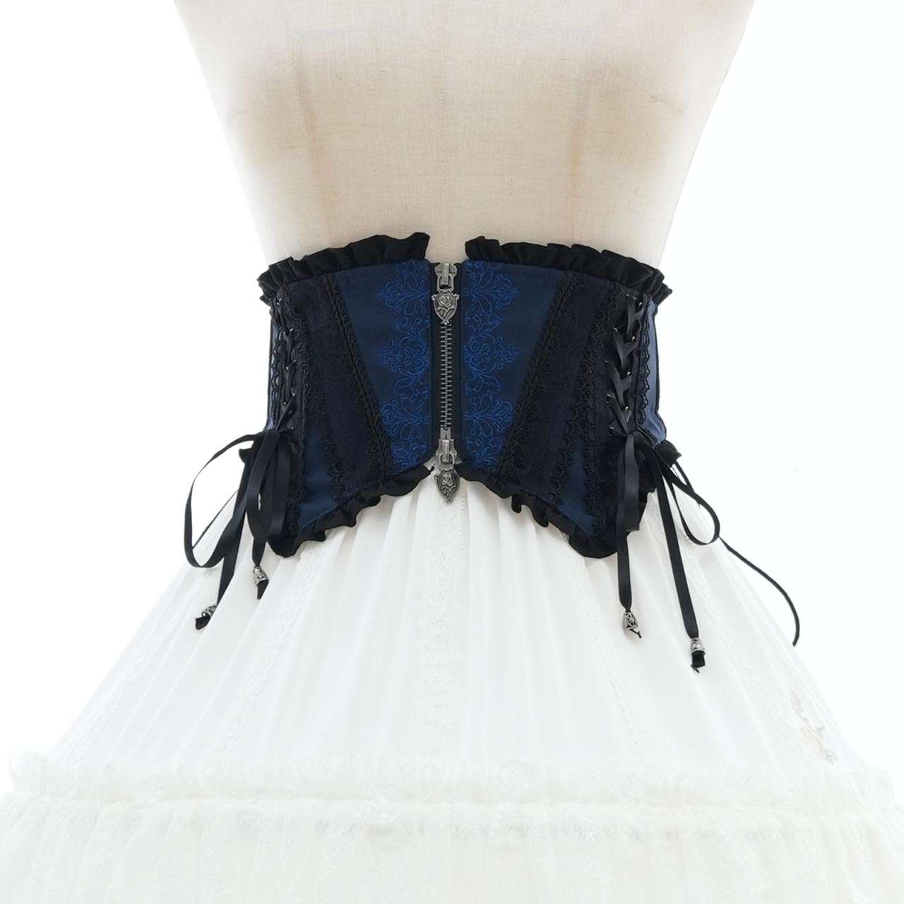 Whimsical Rosy Cats Ribbon Corset