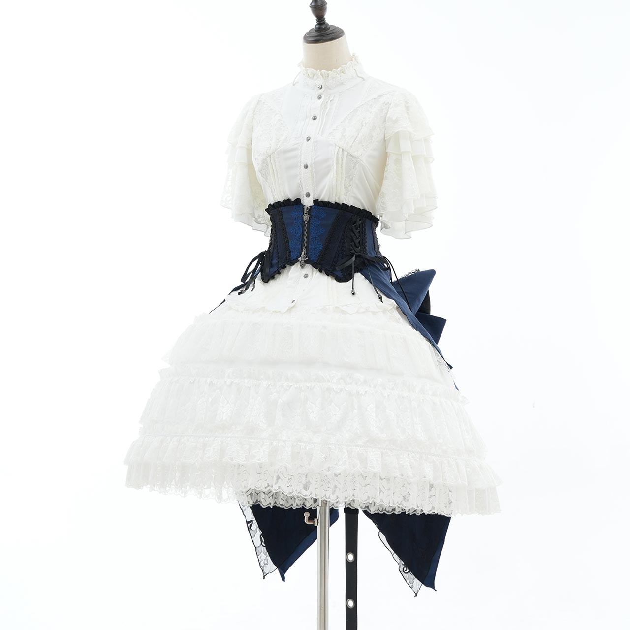 Whimsical Rosy Cats Ribbon Corset