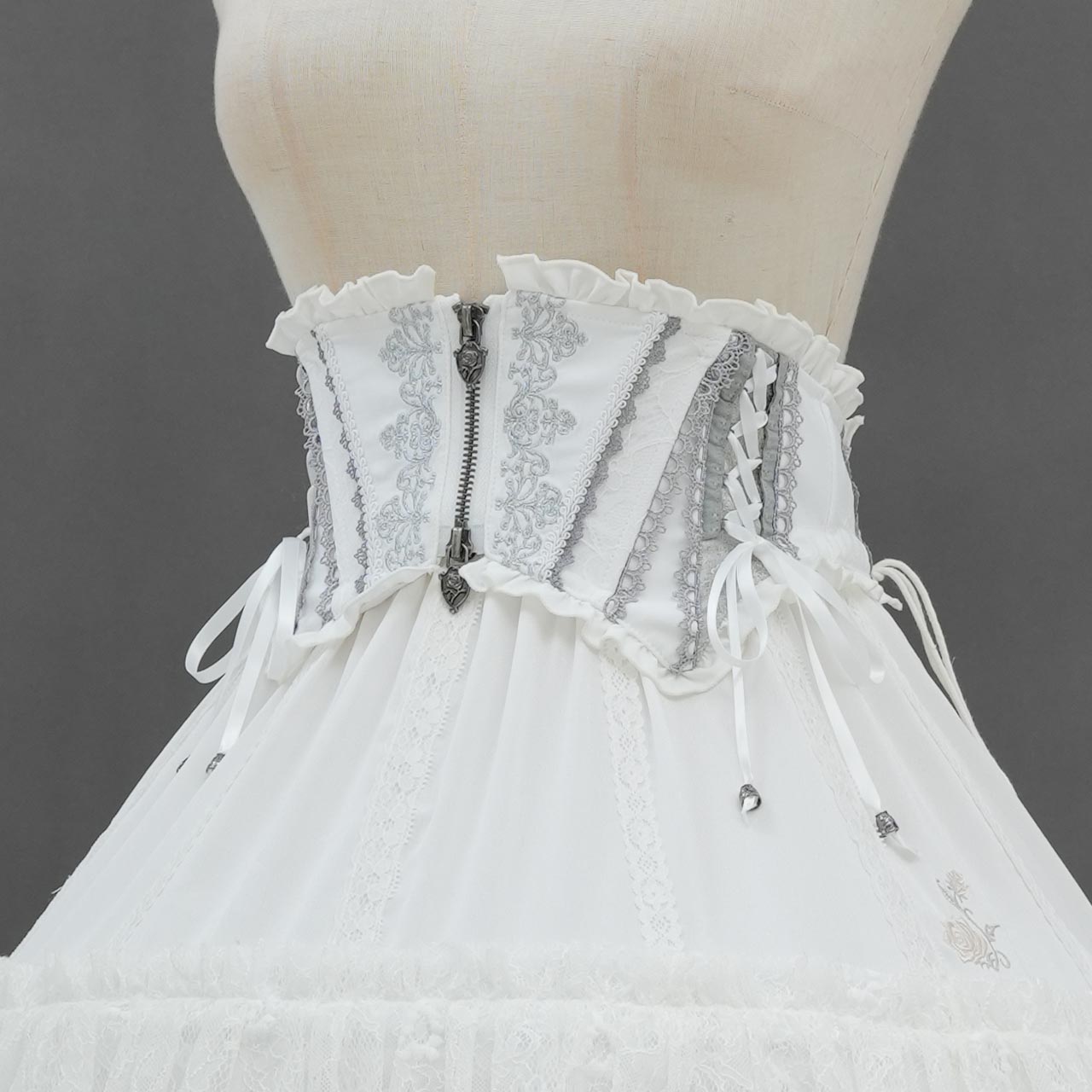 Whimsical Rosy Cats Ribbon Corset